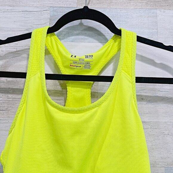 UNDER ARMOUR Neon Racerback Activewear Tank Yellow Womens Small - Picture 2 of 6